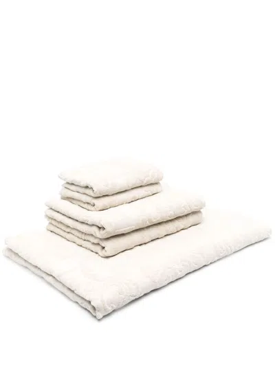 Dolce & Gabbana Neutral Logo Jacquard Towel Set In Neutrals