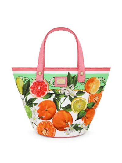 Dolce & Gabbana Fruit Canvas Tote Bag In Neutral