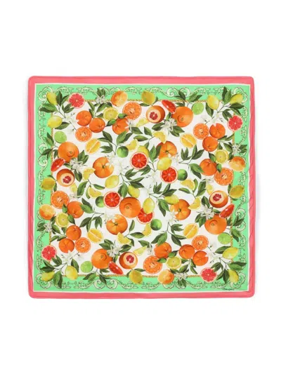 Dolce & Gabbana Fruit-print Cotton Blanket In White