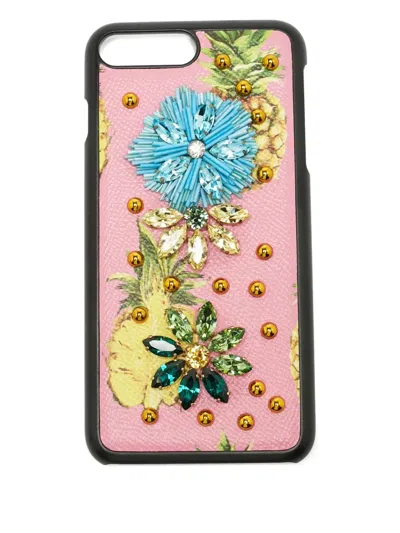 Pre-owned Dolce & Gabbana Fruit-print Iphone 7 Plus Case In Pink