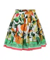 Dolce & Gabbana Fruit-print Tiered Cotton Skirt In Multicolor
