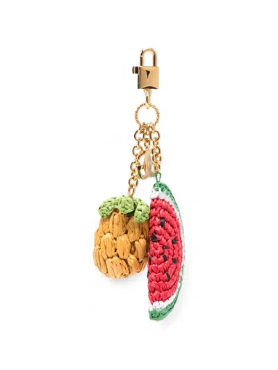 Dolce & Gabbana Fruit-charm Dg-logo Keyring In Gold