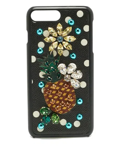Pre-owned Dolce & Gabbana Fruit-print Iphone 7 Plus Case In Black