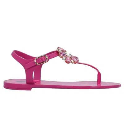 Dolce & Gabbana Fuchsia Cotton Sandal In Pink