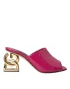 Dolce & Gabbana Women's Interlock Logo Heel Patent Leather Mule Sandals In Fuchsia