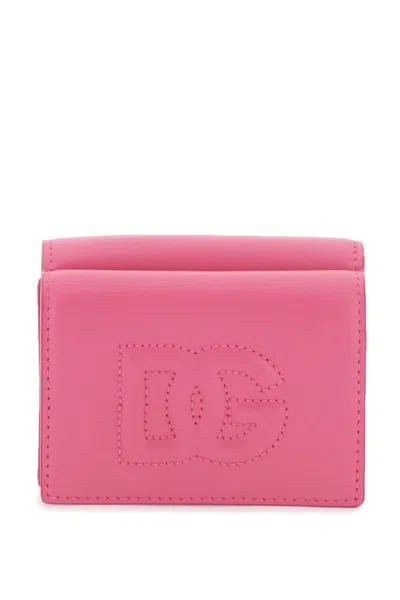 Dolce & Gabbana Fuchsia French Flap Wallet For Women In Smooth Leather With Quilted Dg Logo