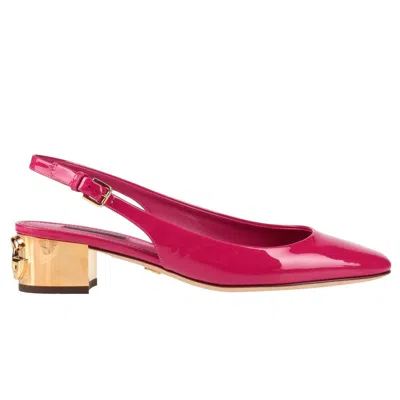 Dolce & Gabbana Patent-leather Slingback Pumps In Fuchsia