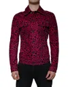 Dolce & Gabbana Fuchsia Leopard Button Down Collared Jacket In Multi