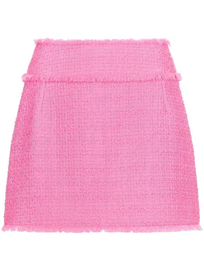 Dolce & Gabbana Wool Blend Mini Skirt In Pink & Purple
