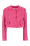 Dolce & Gabbana Fuchsia Short Raschel Tweed Jacket In Pink