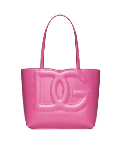 Dolce & Gabbana Fuchsia Shoulder Bag With Logo Dg In Leather Woman In Pink