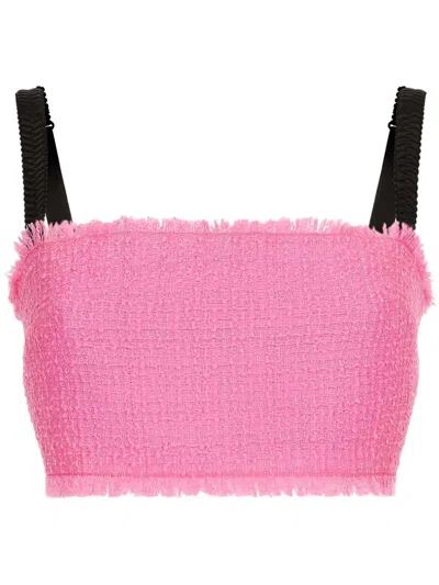 DOLCE & GABBANA DOLCE & GABBANA FUCHSIA TWEED CROP-TOP