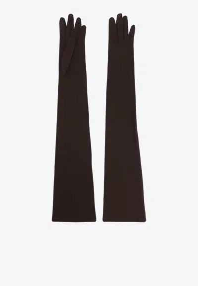 Dolce & Gabbana Full-finger Stretch Long Gloves In Brown