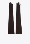 Dolce & Gabbana Full-finger Jersey Long Gloves In Brown