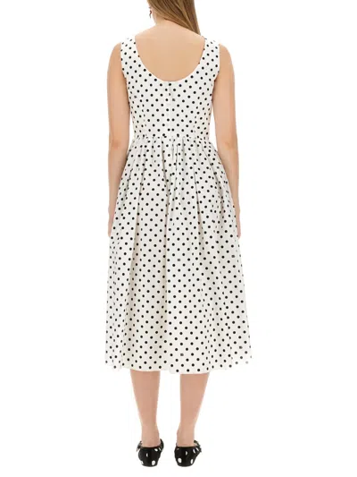 Dolce & Gabbana Pleated Polka-dot Cotton-poplin Midi Dress In White