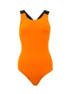 Dolce & Gabbana Orange Polyester One-piece Swimsuit In Orange