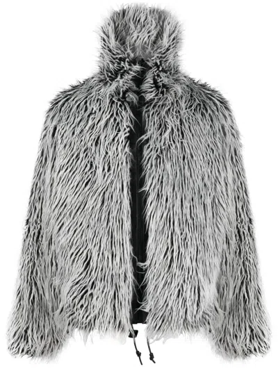 Dolce & Gabbana Funnel-neck Faux-fur Jacket In Black