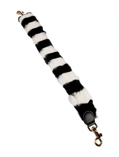 Pre-owned Dolce & Gabbana Fur Bag Strap In Black/white