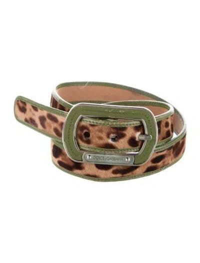 Pre-owned Dolce & Gabbana Fur Belt In Green