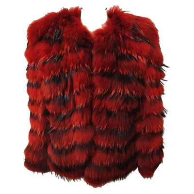 Pre-owned Dolce & Gabbana Fur Coat Size 42 In Red