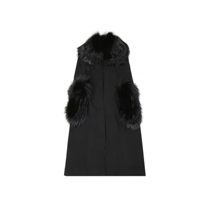 Dolce & Gabbana Fur Long Coat In Black