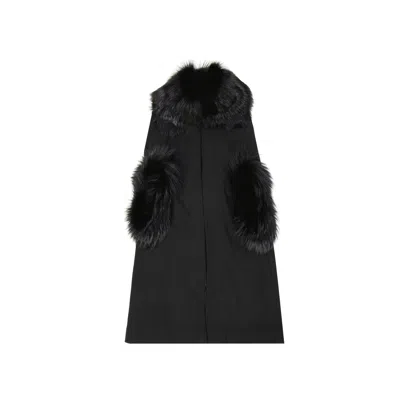 Dolce & Gabbana Fur Long Coat Women In Black