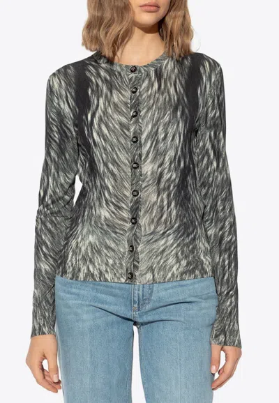 Dolce & Gabbana Fur Print Cardigan In Gray