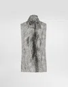 Dolce & Gabbana Shirt With Bow In Chiffon Print Fur In Grey