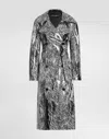Dolce & Gabbana Fur-print Coated Satin Trench Coat In Grey