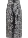 Dolce & Gabbana Fur-print Midi Skirt In Blue