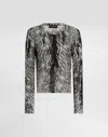 Dolce & Gabbana Fur Print Silk Sweater In Grey