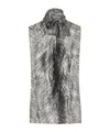 Dolce & Gabbana Shirt With Bow In Chiffon Print Fur In Pelliccia Fdo.grigio