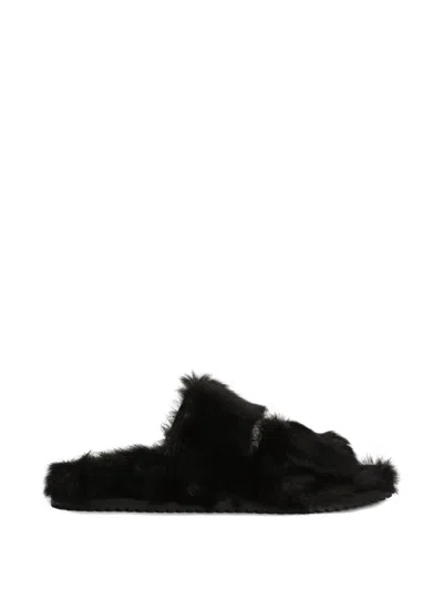 Dolce & Gabbana Fur Sandals In Black