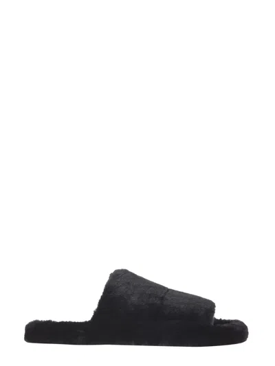 Dolce & Gabbana Fur Sandals In Black