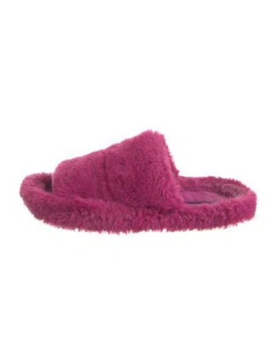 Pre-owned Dolce & Gabbana Fur Slides In Pink/purple