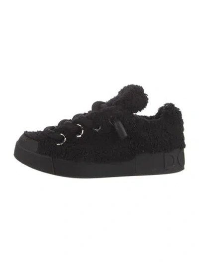Pre-owned Dolce & Gabbana Fur Sneakers In Black