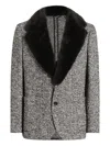Dolce & Gabbana Fur-trimmed Blazer In Gray