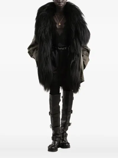 Dolce & Gabbana Fur-trimmed Coat In Gray