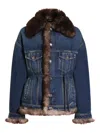 Dolce & Gabbana Fur-trimmed Denim Jacket In Blue
