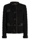 Dolce & Gabbana Fur-trimmed Tweed Jacket In Black