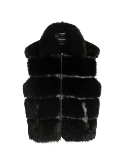 Dolce & Gabbana Fur Vest In Black