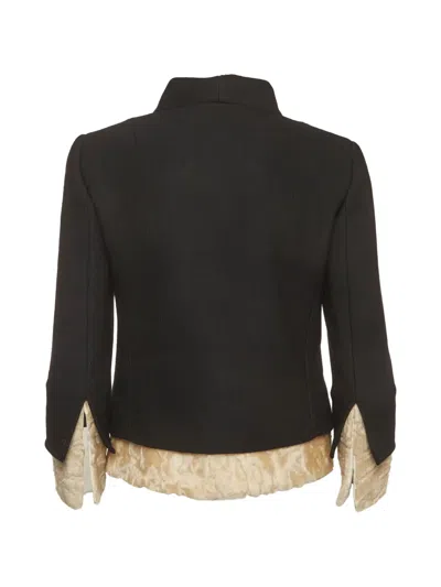 Pre-owned Dolce & Gabbana Fur-trim Button-up Jacket In Black