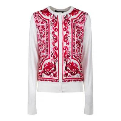 Dolce & Gabbana Fuxia Silk Sweater In White