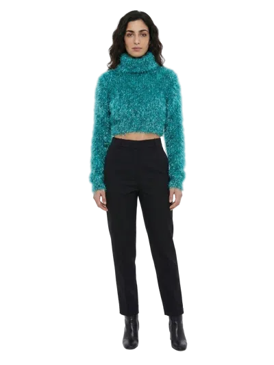 Dolce & Gabbana Fuzzy Wool-blend Turtleneck Sweater In Blue