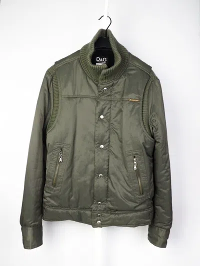 Pre-owned Dolce & Gabbana F/w 03 Military Zip Front Bomber Jacket In Miltary Green