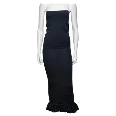 Pre-owned Dolce & Gabbana F/w 1993 Strapless Tube Dress With Lace Hem In Black