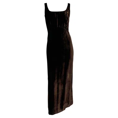 Pre-owned Dolce & Gabbana F/w 1994  Runway Brown Velvet Viscose Maxi Flare Evening Gown