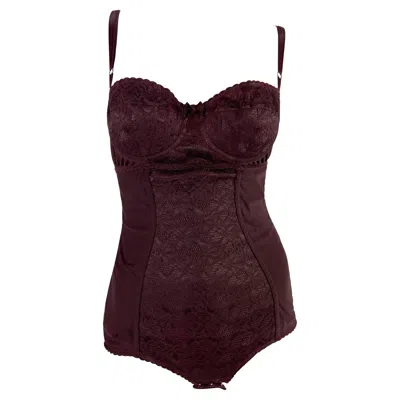 Pre-owned Dolce & Gabbana F/w 1996  Burgundy Lace Boned Bodysuit 44it In Red