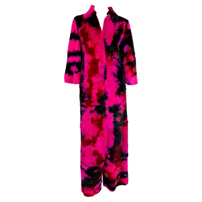 Pre-owned Dolce & Gabbana F/w 1999  'kitsch' Runway Pink Purple Tie-dye Lapin Fur Coat 40it
