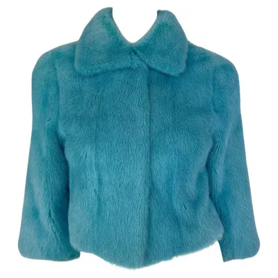 Pre-owned Dolce & Gabbana F/w 1999  Runway Baby Blue Mink Fur Cropped Short Jacket It40